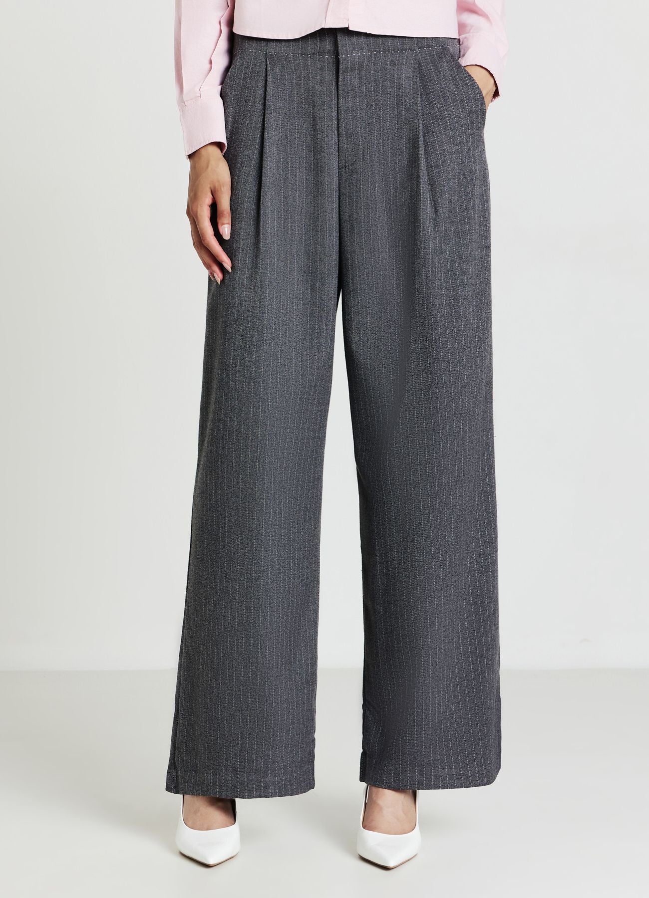 Pantaloni palazzo gessati - Image 3