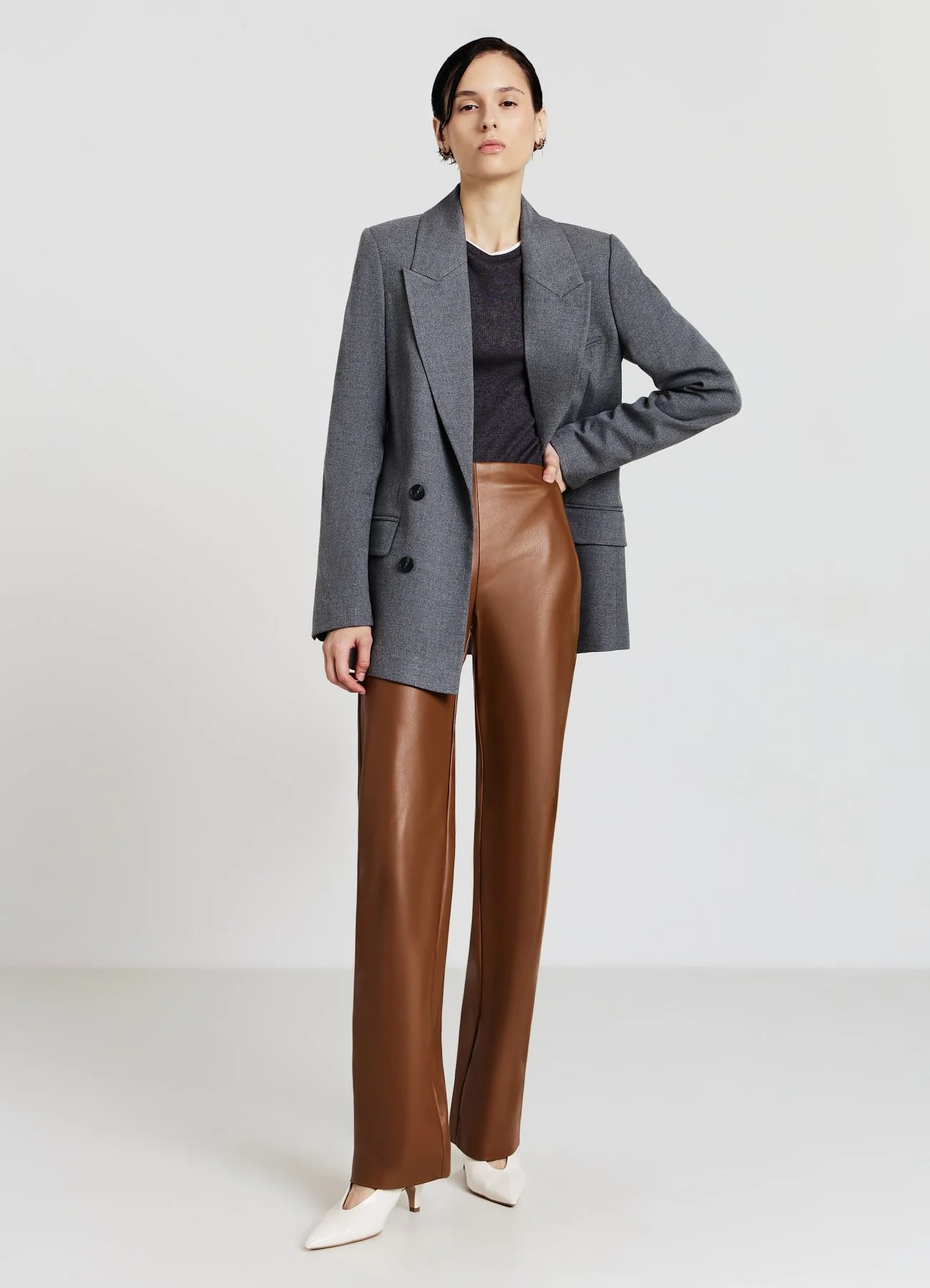 Pantaloni straight effetto pelle - Image 3