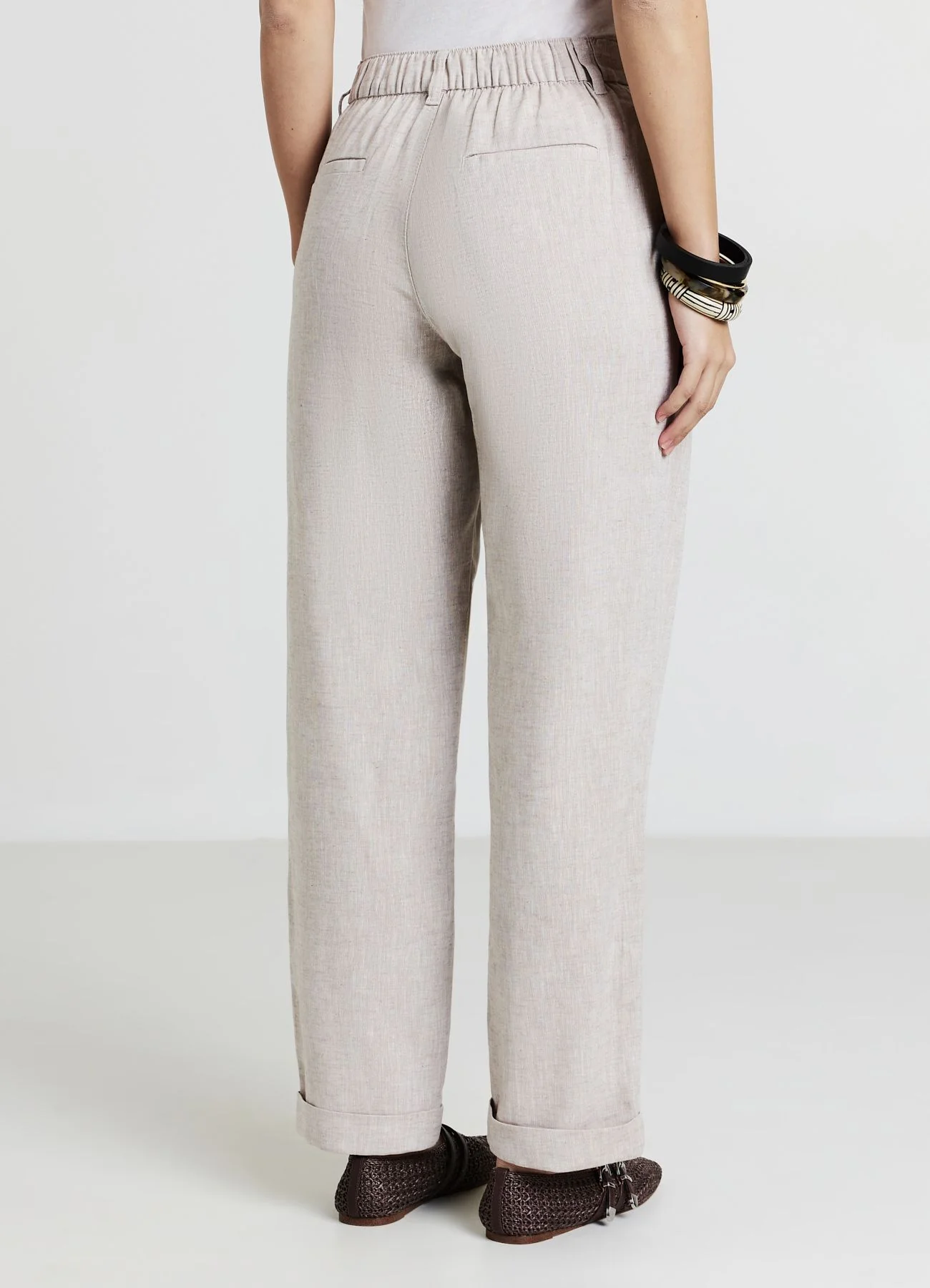 Pantaloni tasche alla francese misto lino
