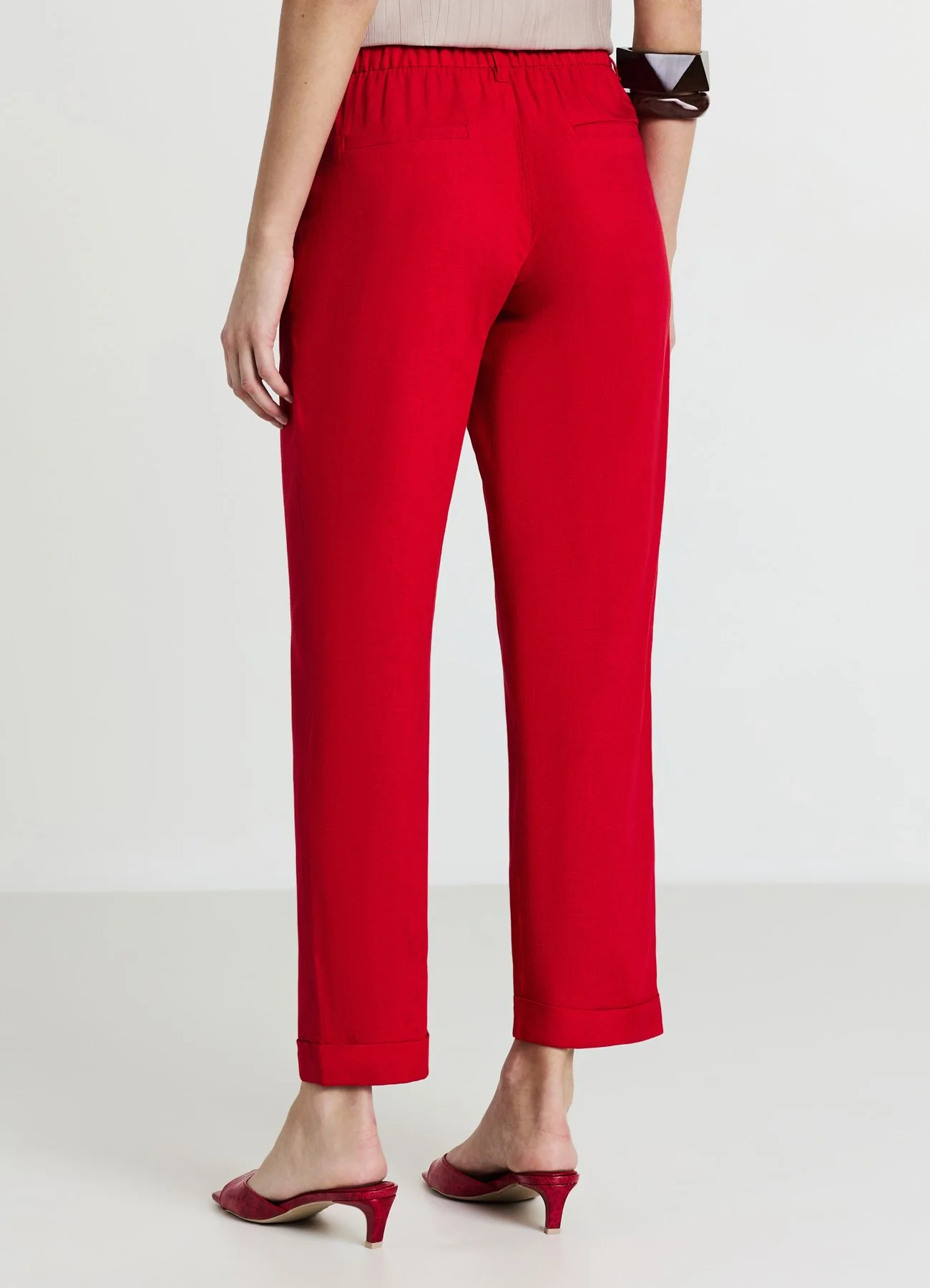 Pantaloni tasche alla francese misto lino