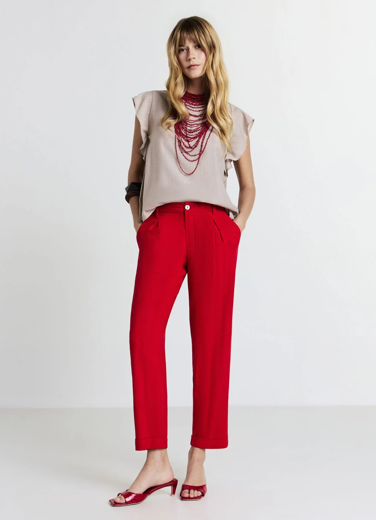 Pantaloni tasche alla francese misto lino - Image 3
