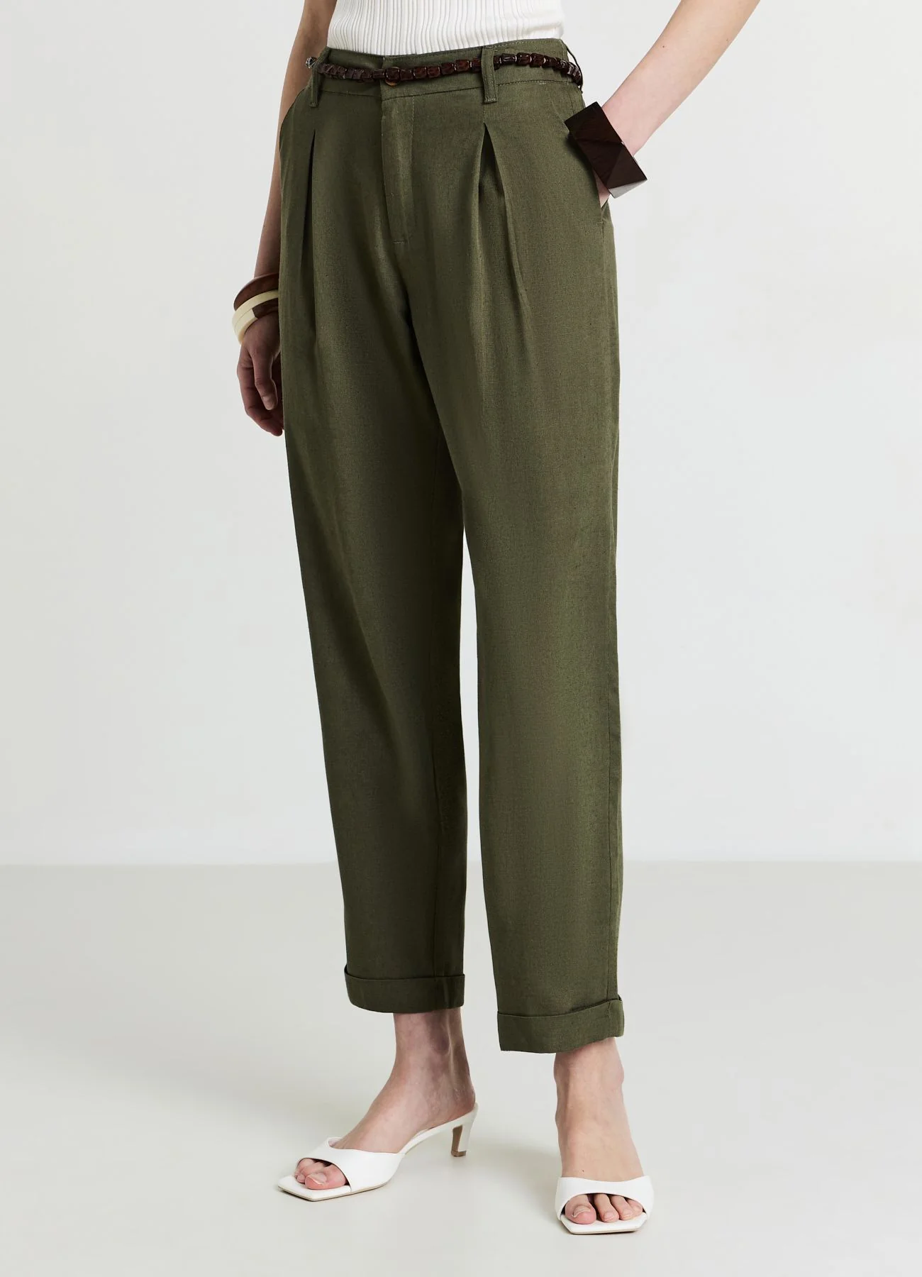Pantaloni tasche alla francese misto lino - Image 2