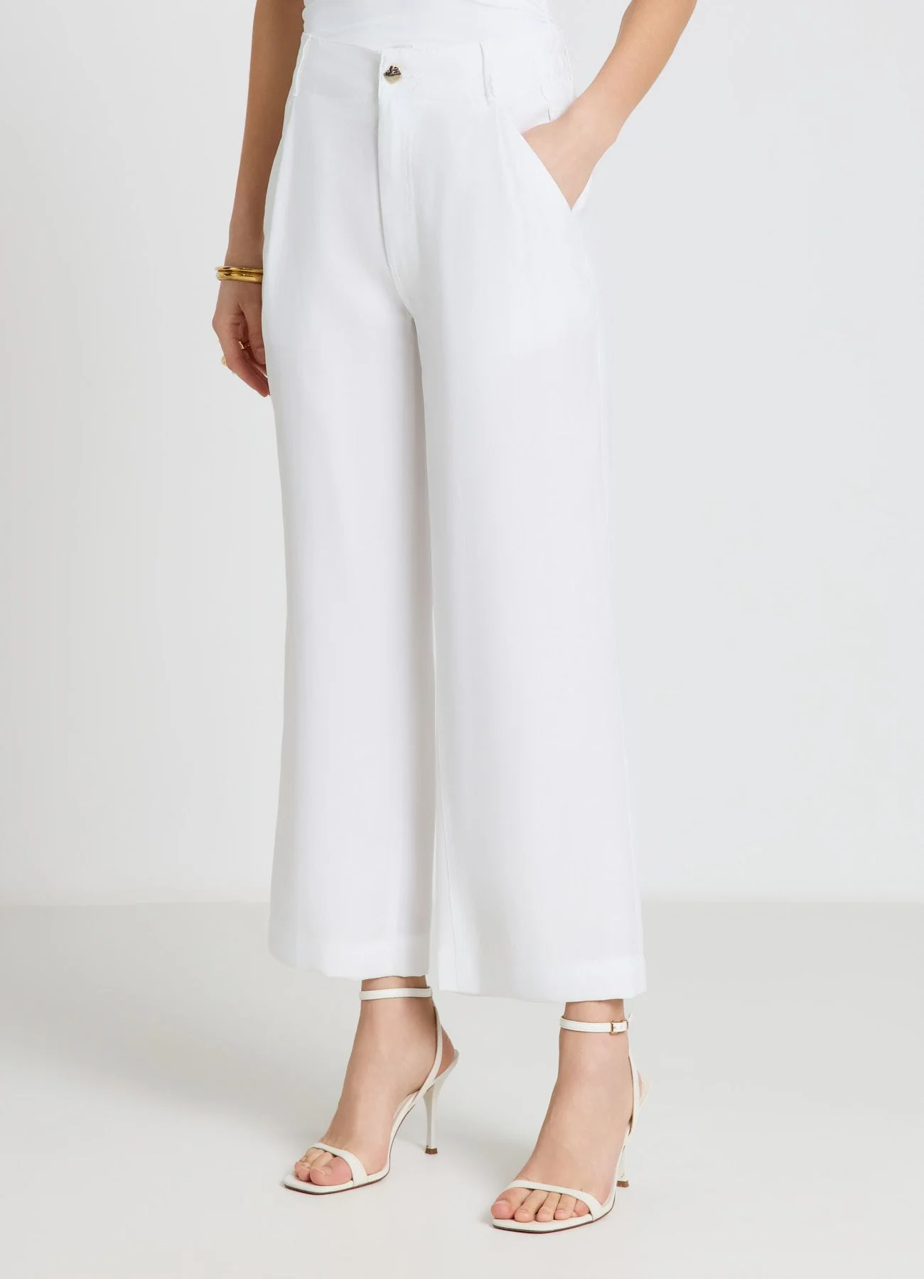 Pantaloni wide leg a tinta unita con elastico in vita - Image 3