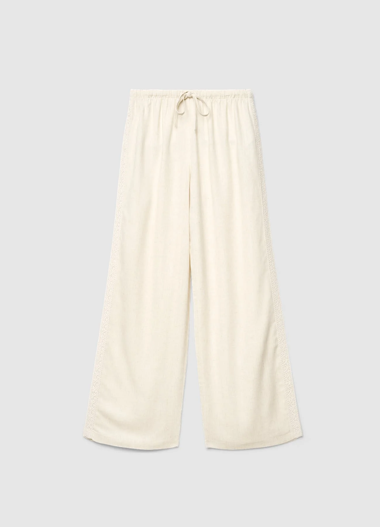 Pantaloni wide leg con coulisse e ricamo macramè - Image 7