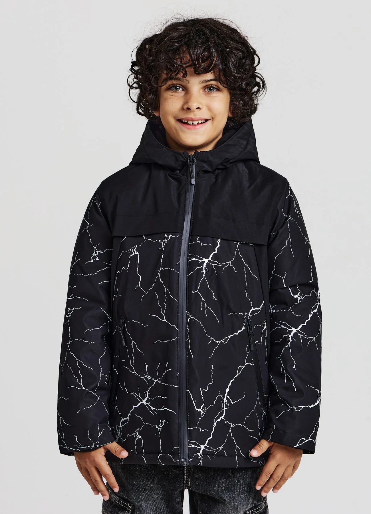 Parka con cappuccio e stampa fulmini - Image 2