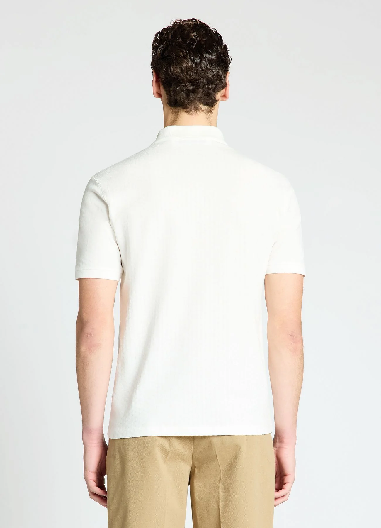 Polo con collo aperto in jacquard - Image 3