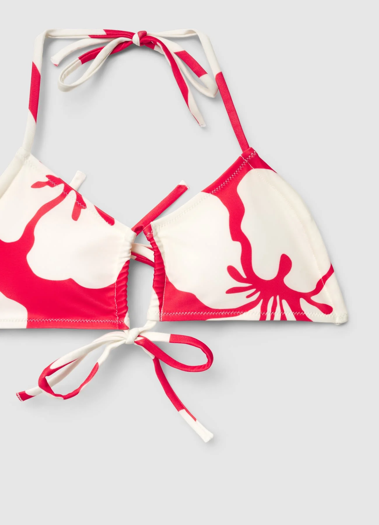 Reggiseno bikini triangolo con arriccio e stampa floreale - Image 3