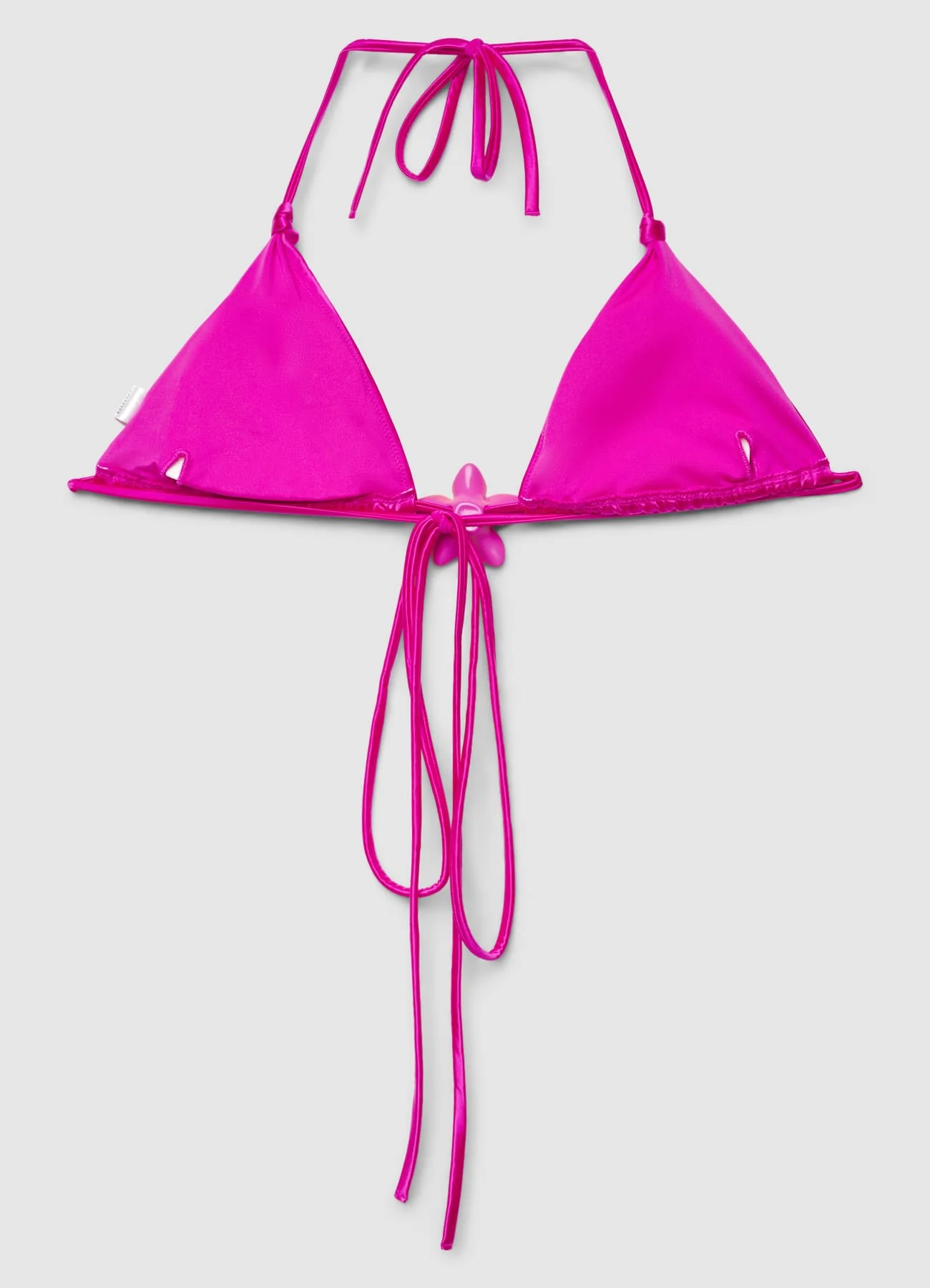 Reggiseno bikini triangolo con nodi e applicazione floreale - Image 3