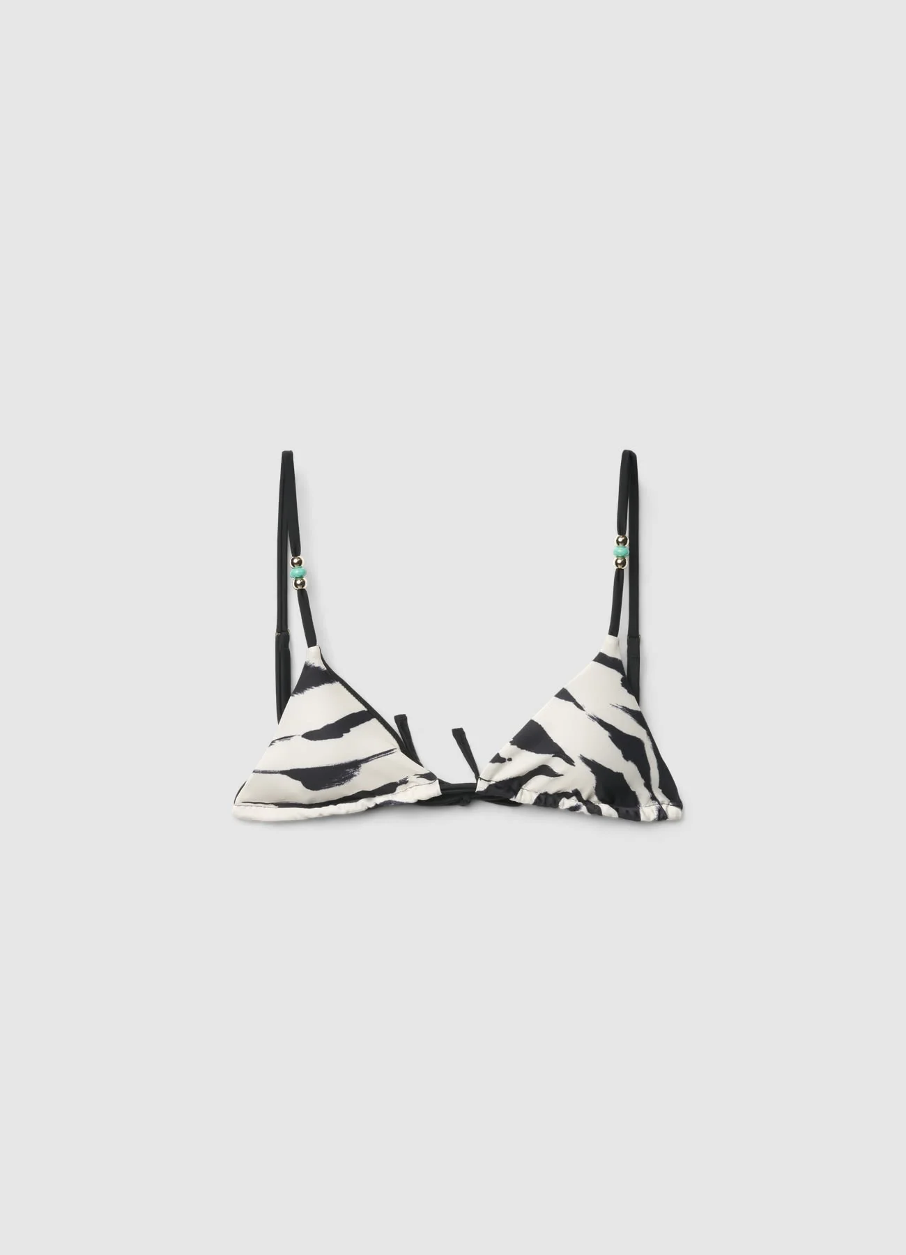 Reggiseno bikini triangolo con stampa zebra e applicazioni - Image 4