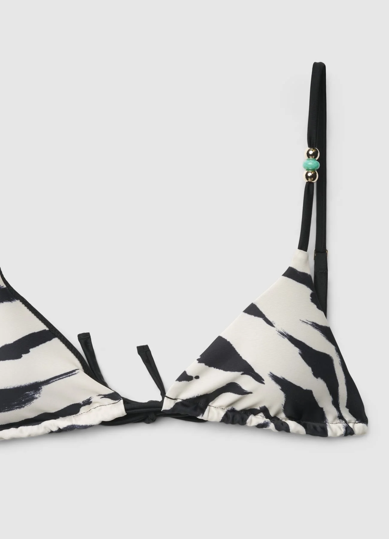 Reggiseno bikini triangolo con stampa zebra e applicazioni - Image 6