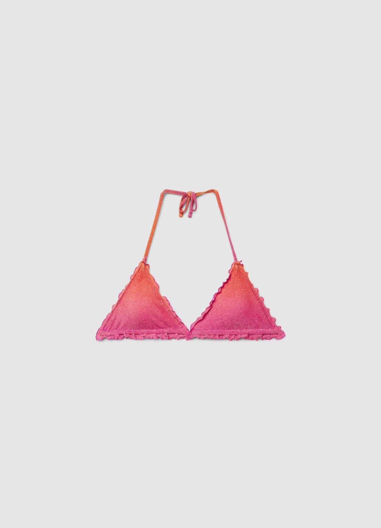 Reggiseno bikini triangolo con volant ed effetto luccicante