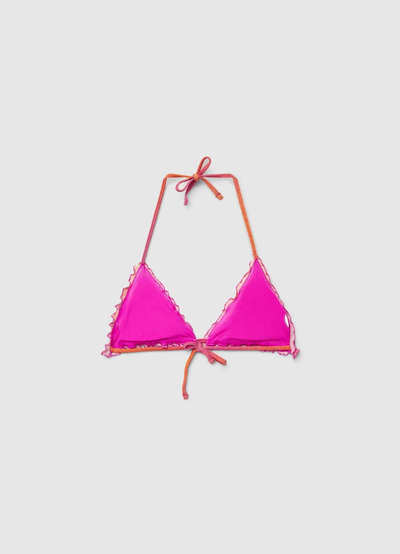 Reggiseno bikini triangolo con volant ed effetto luccicante - Image 2