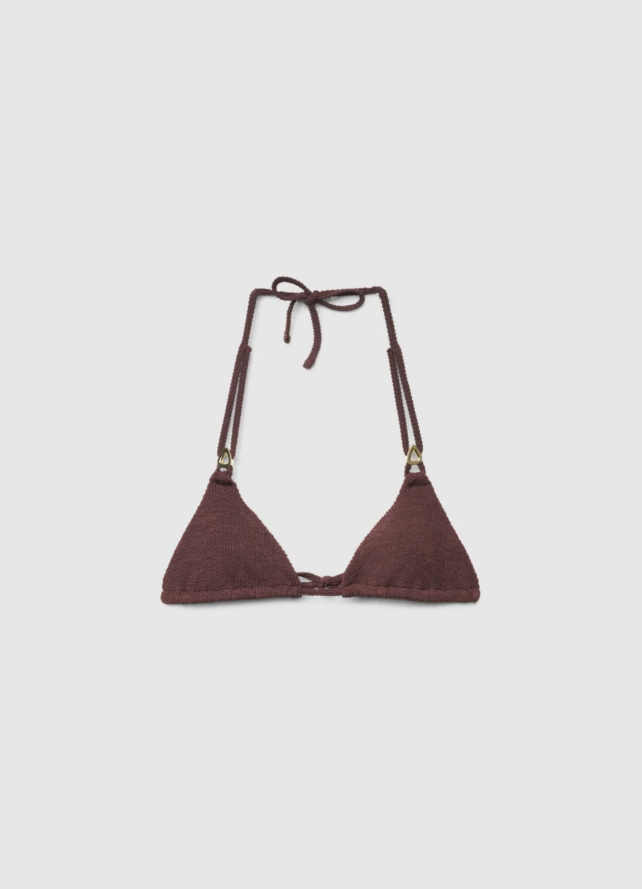 Reggiseno bikini triangolo goffrato con anelli