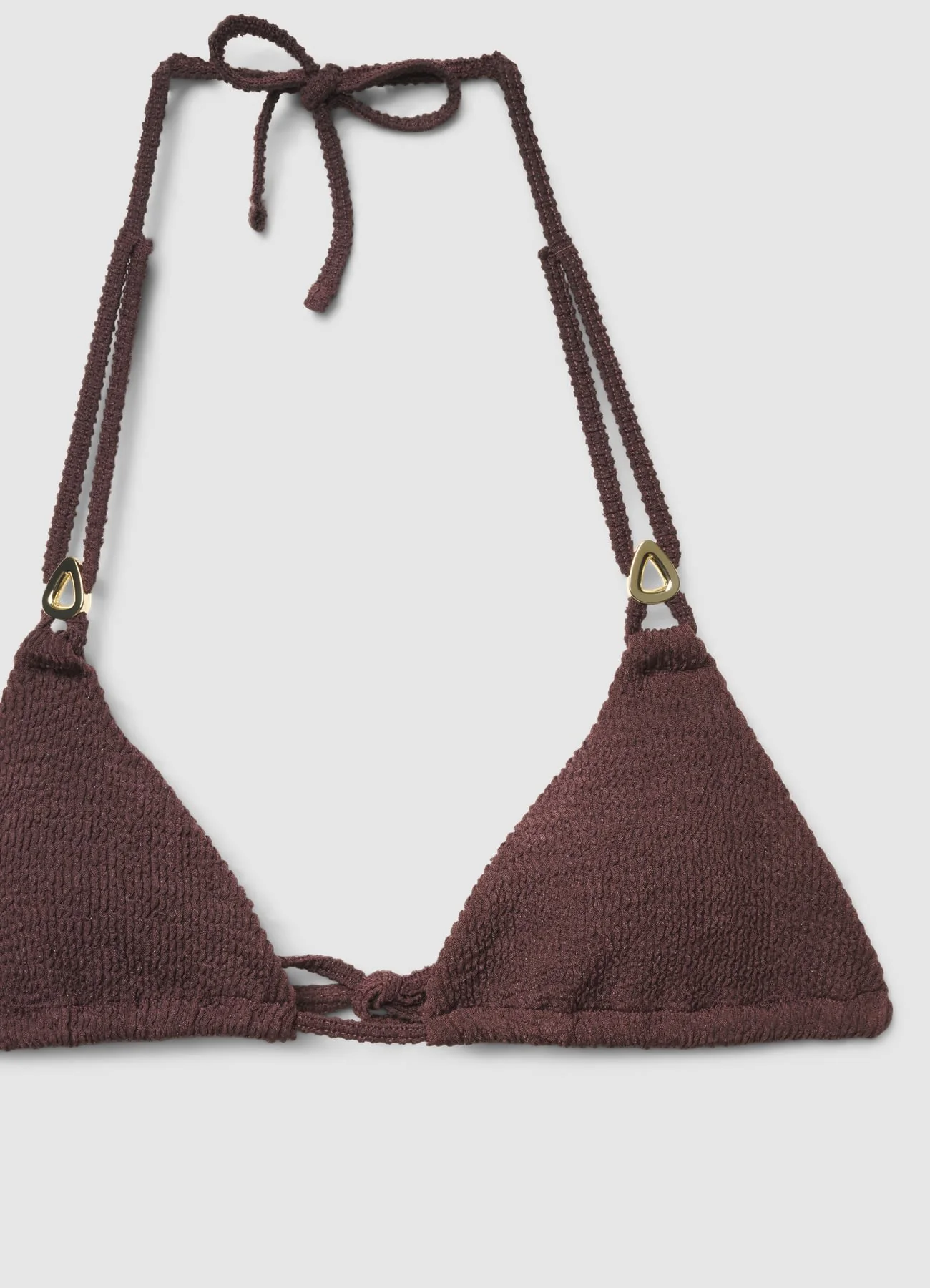 Reggiseno bikini triangolo goffrato con anelli - Image 2
