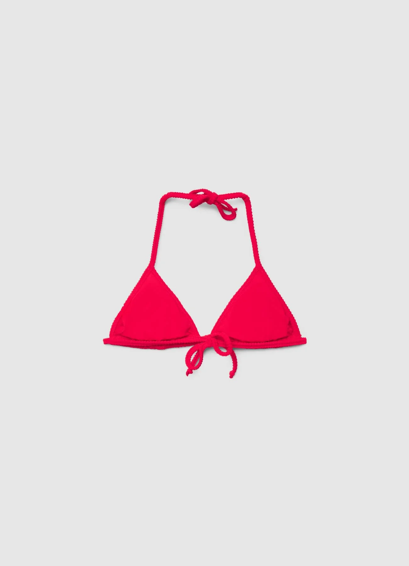 Reggiseno bikini triangolo goffrato con laccetti