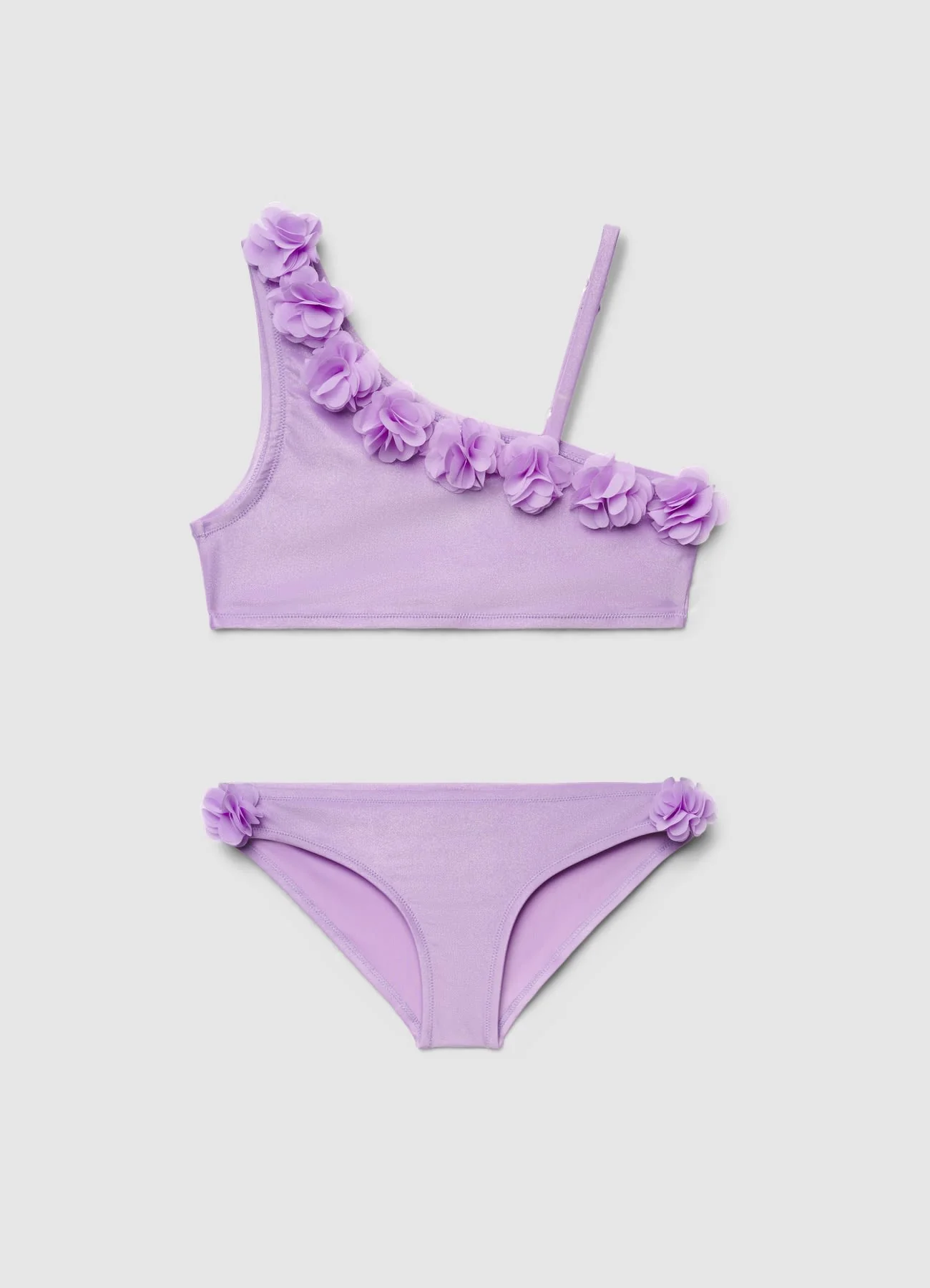 Set bikini con applicazioni floreali
