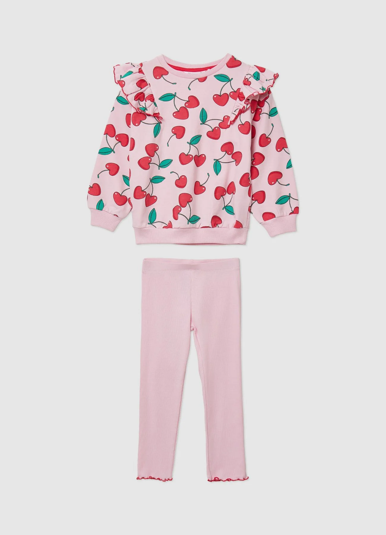 Set felpa e leggings con stampa ciliegie - Image 2