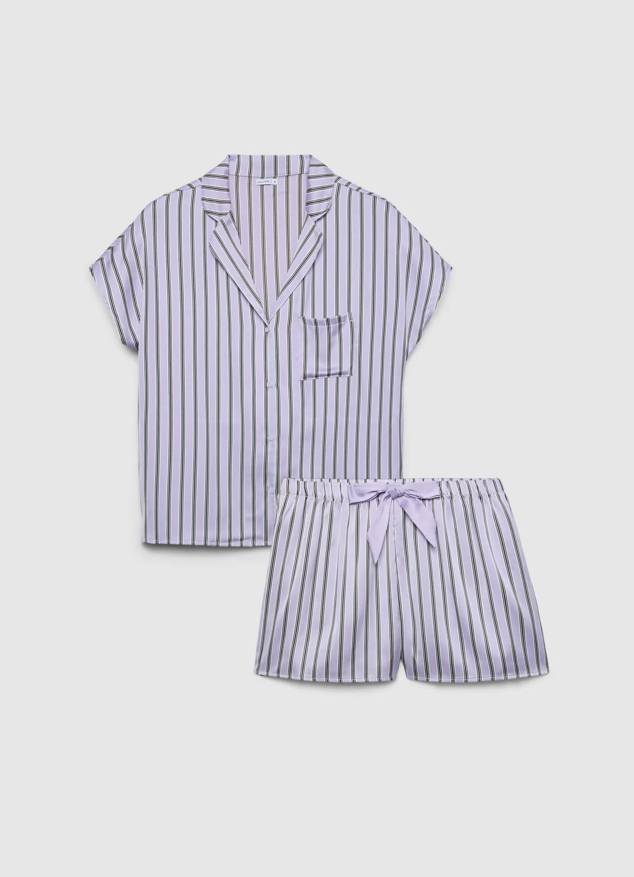 Set pigiama a righe con camicia e shorts - Image 4