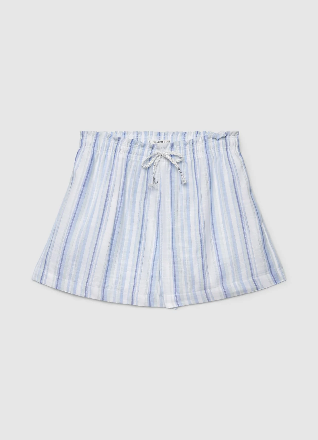 Shorts a righe con vita elasticizzata e coulisse - Image 3
