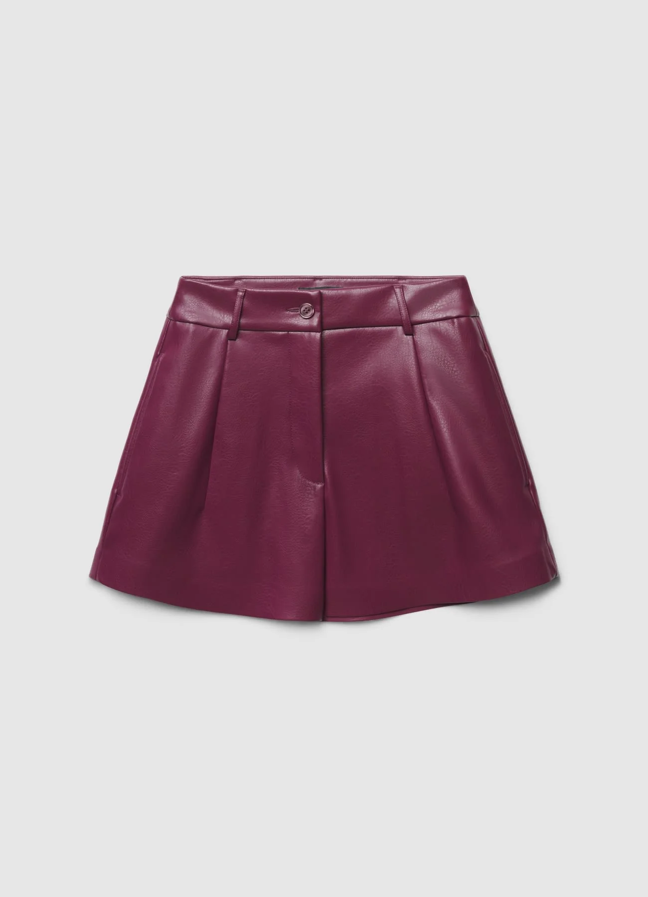 Shorts con pinces effetto pelle - Image 4