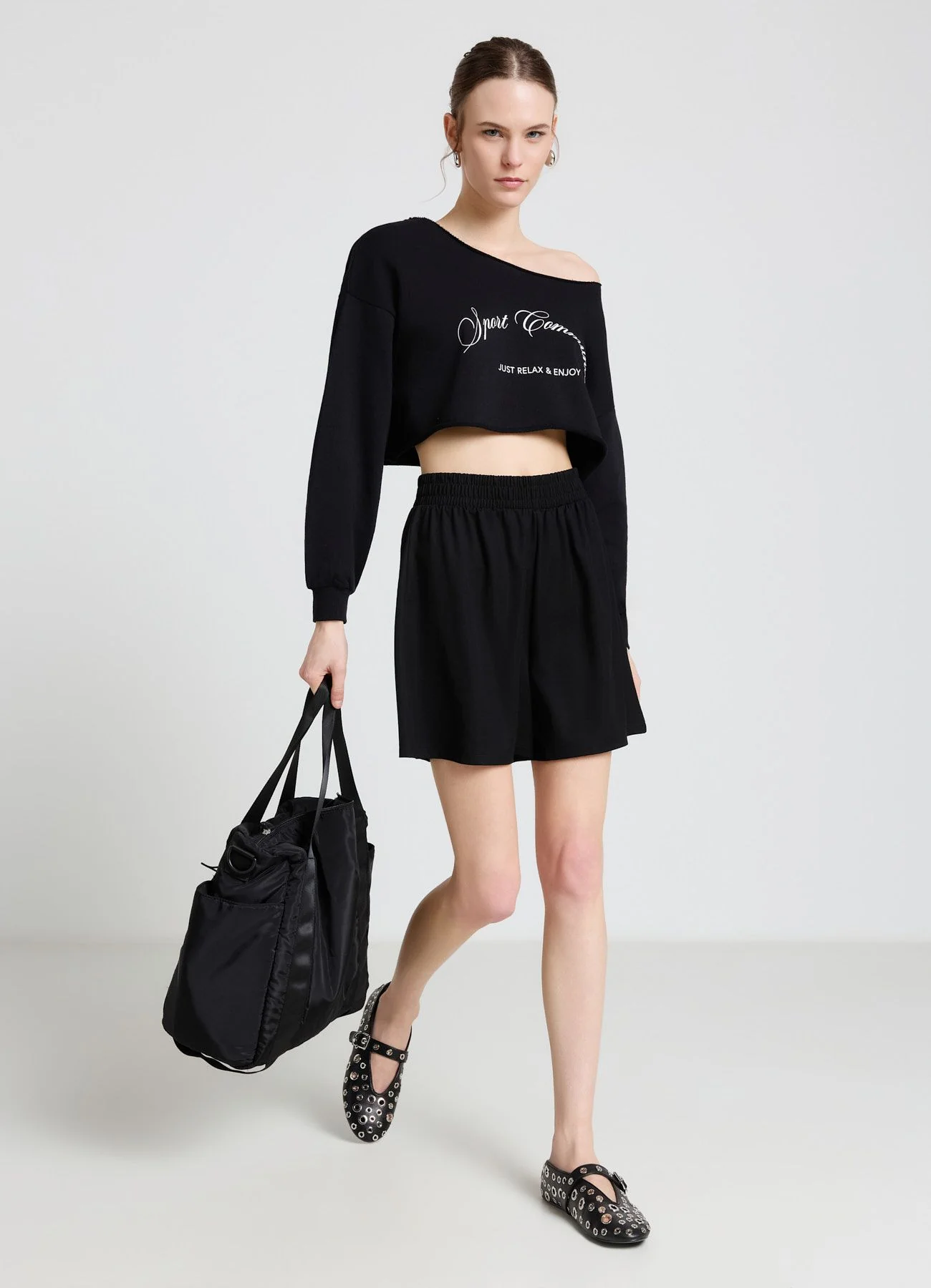 Shorts ginnici a tinta unita con vita elasticizzata