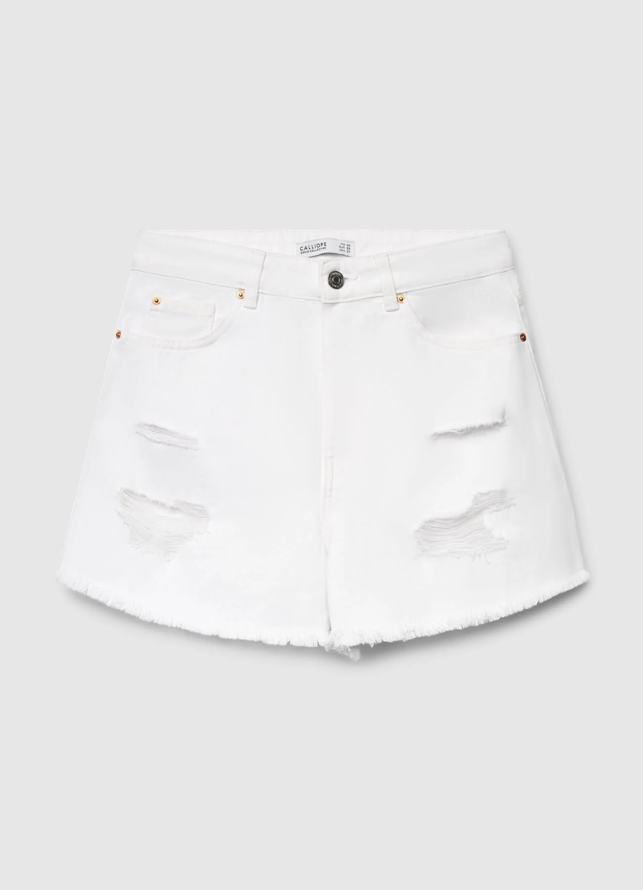 Shorts in denim mom fit con strappi - Image 5