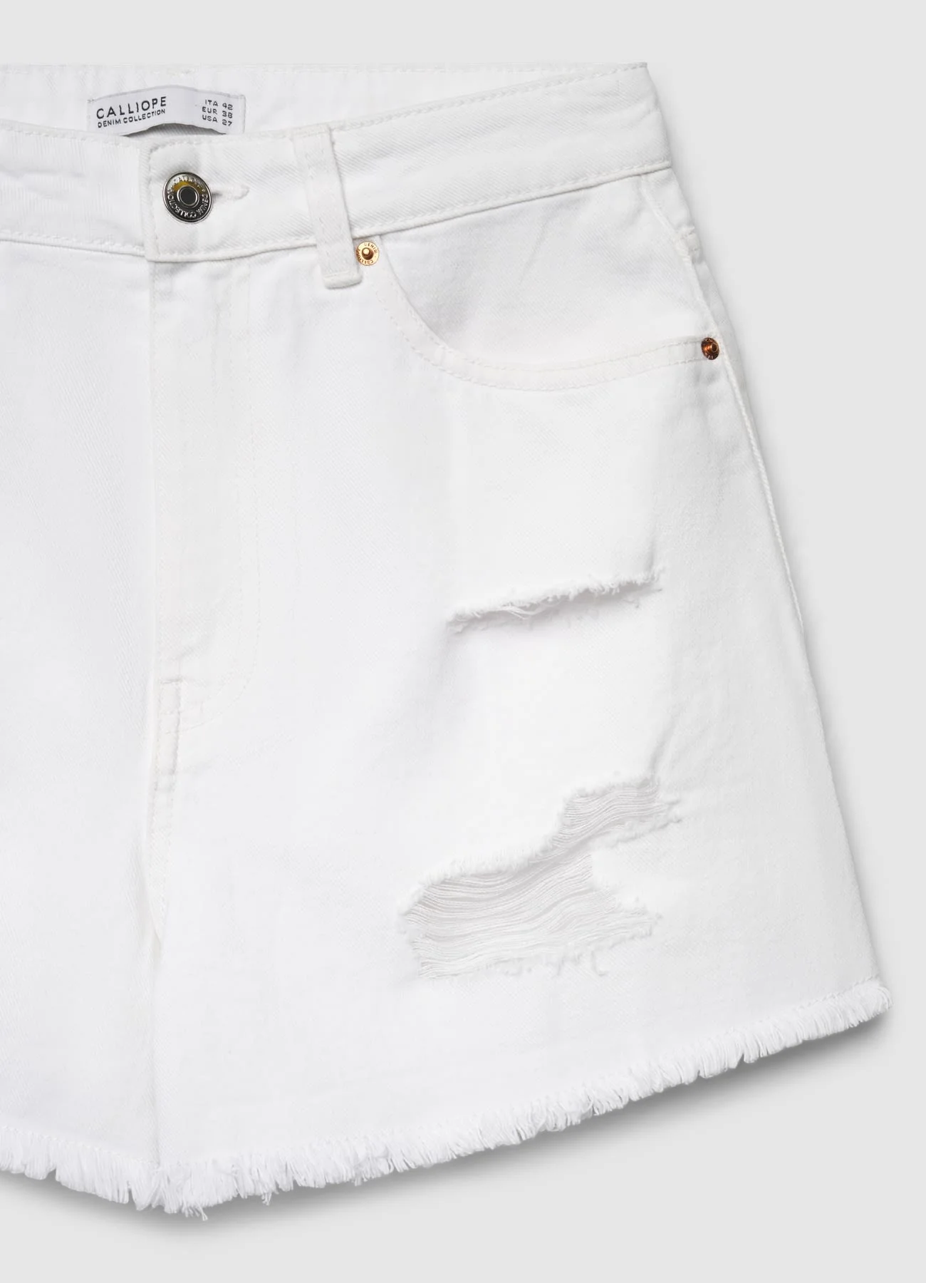 Shorts in denim mom fit con strappi - Image 6
