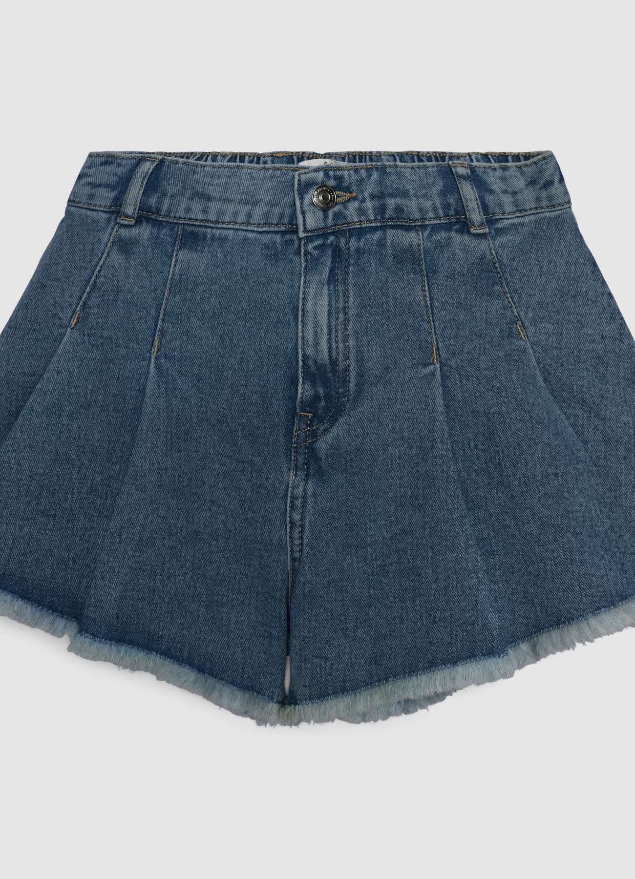 Shorts jeans svasati con pieghe - Image 3