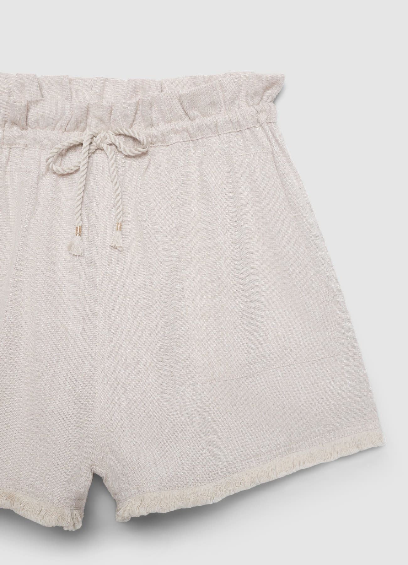 Shorts misto lino con frange in fondo - Image 5