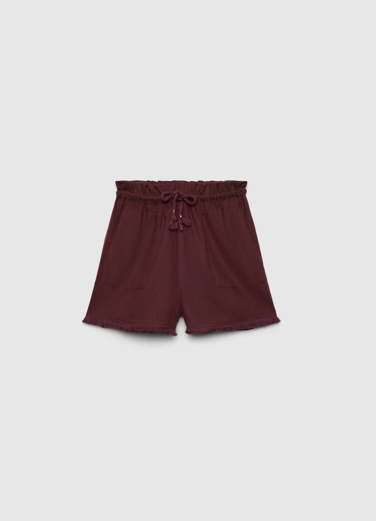 Shorts misto lino con frange in fondo - Image 4