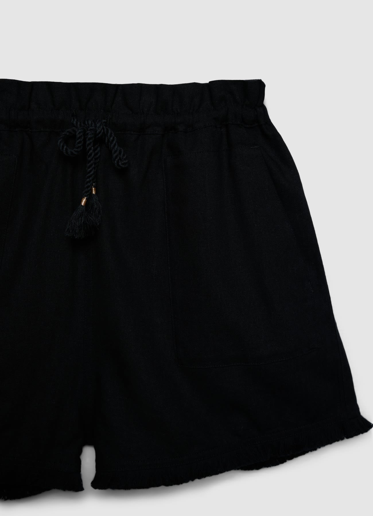 Shorts misto lino con frange in fondo - Image 6