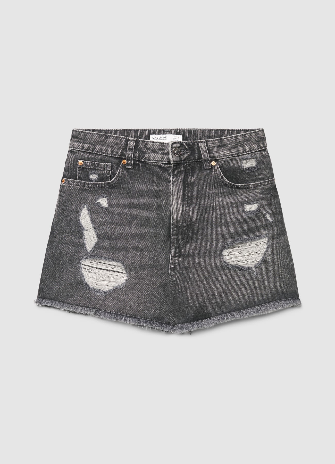Shorts mom in denim con strappi - Image 4