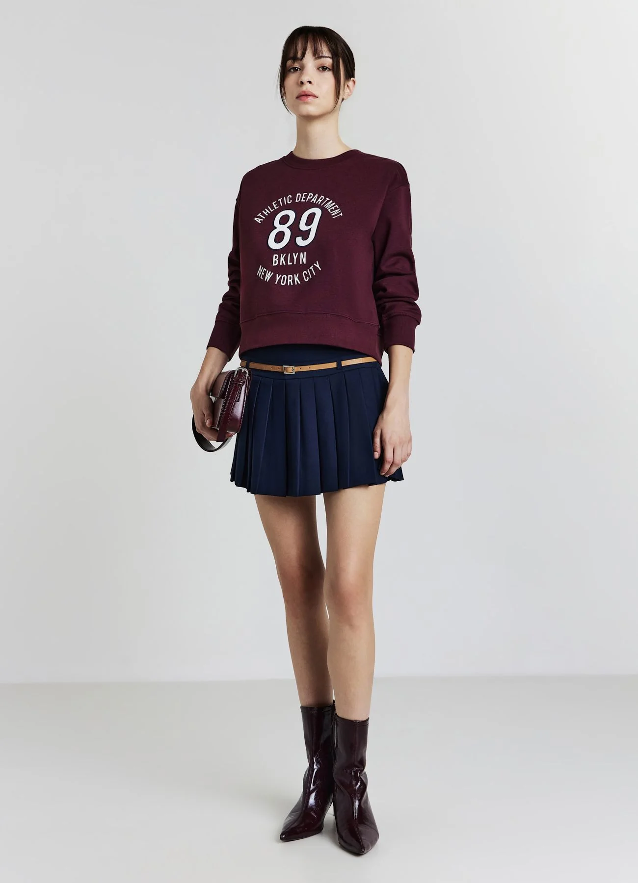 Skort a pieghe con cintura - Image 2