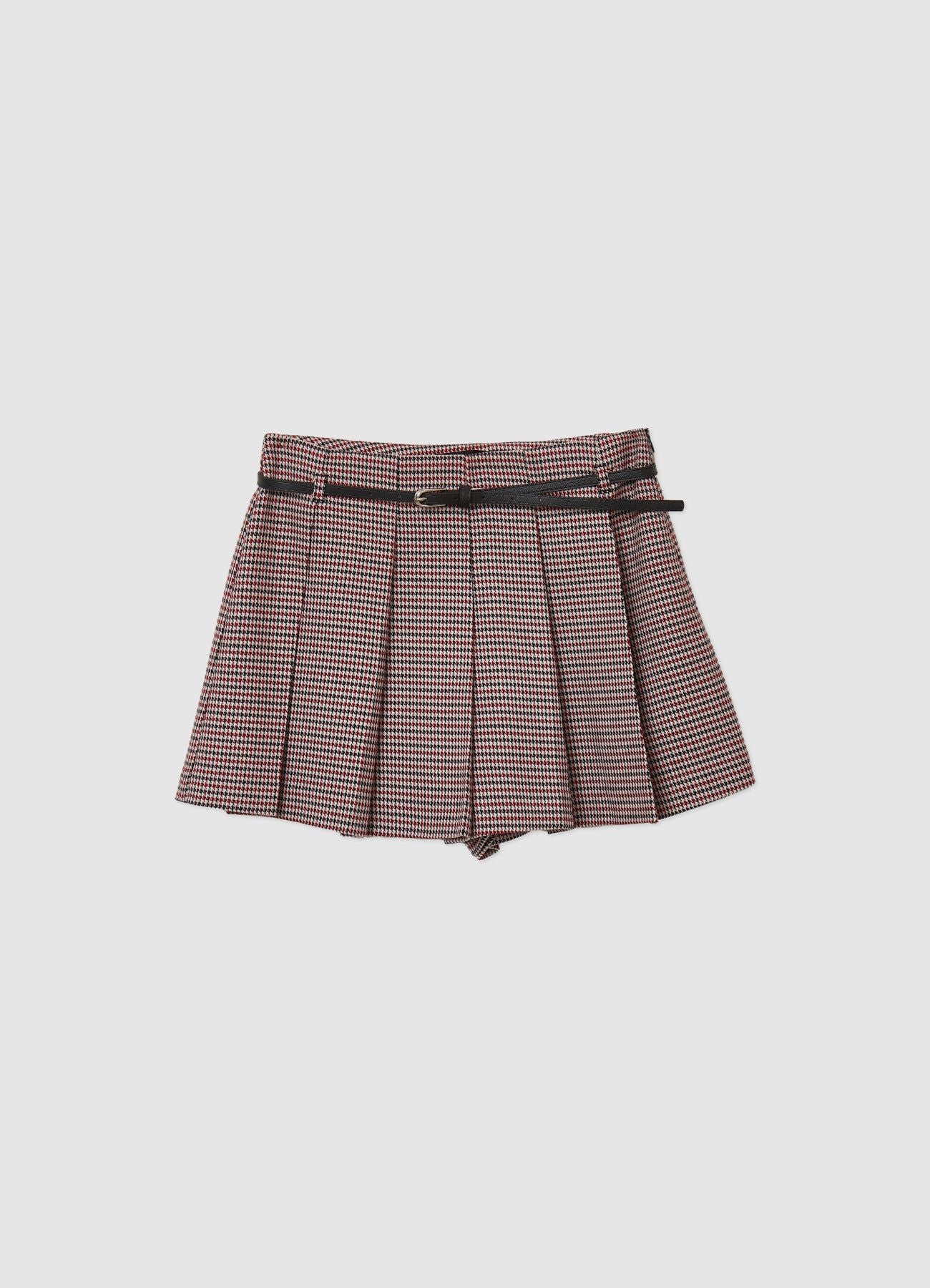 Skort a pieghe pied de poule cintura - Image 6