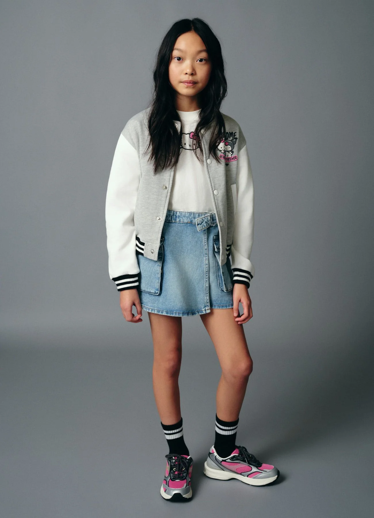 Skort cargo in denim con cintura - Image 5