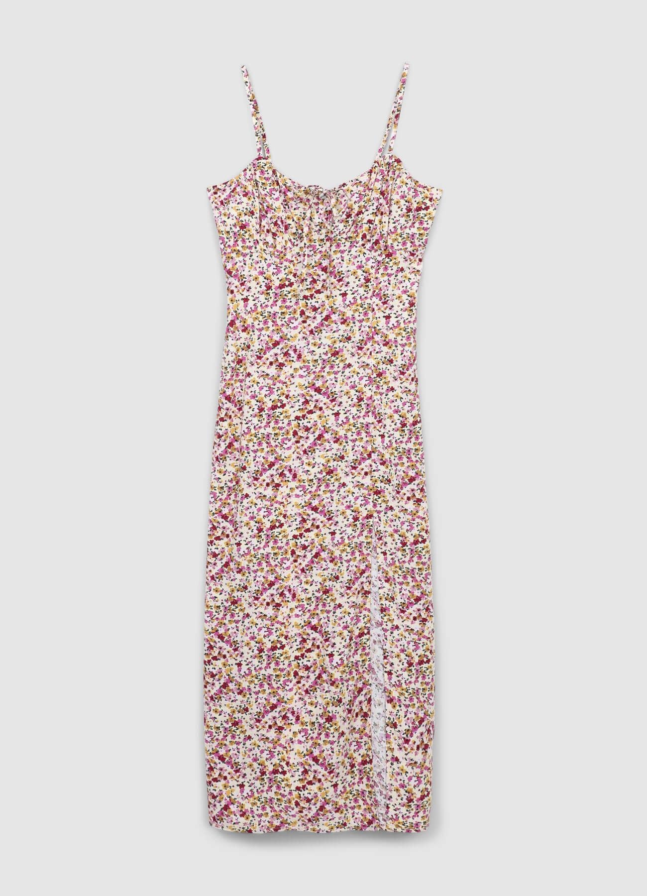Slipdress fantasia fiori con spacco