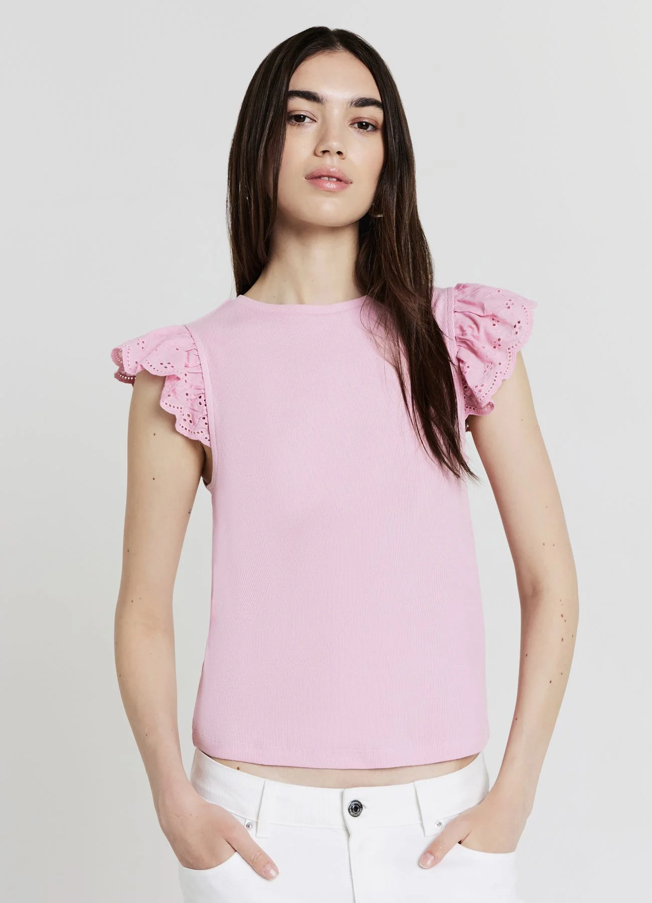 T-shirt a costina volant