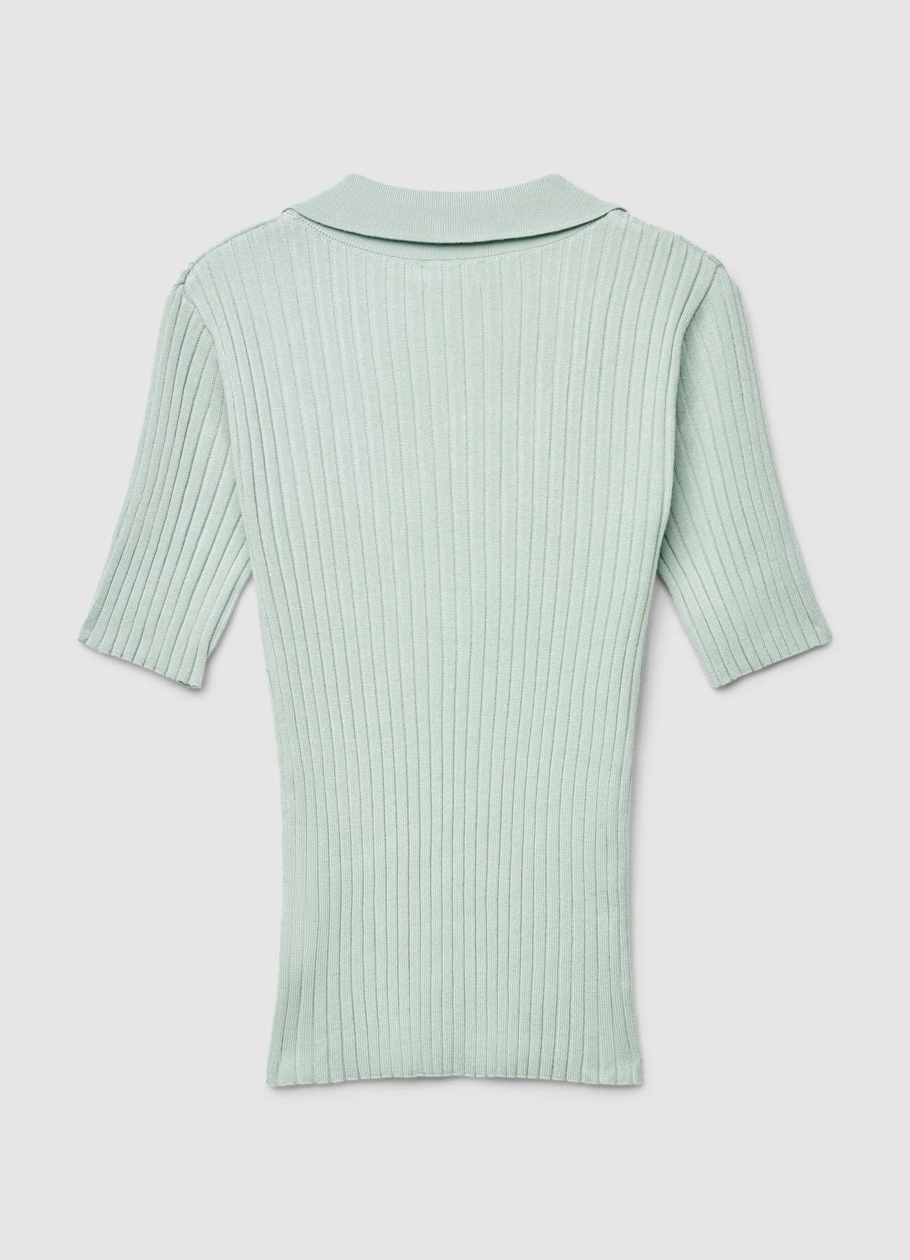 T-shirt a costine con colletto polo - Image 4