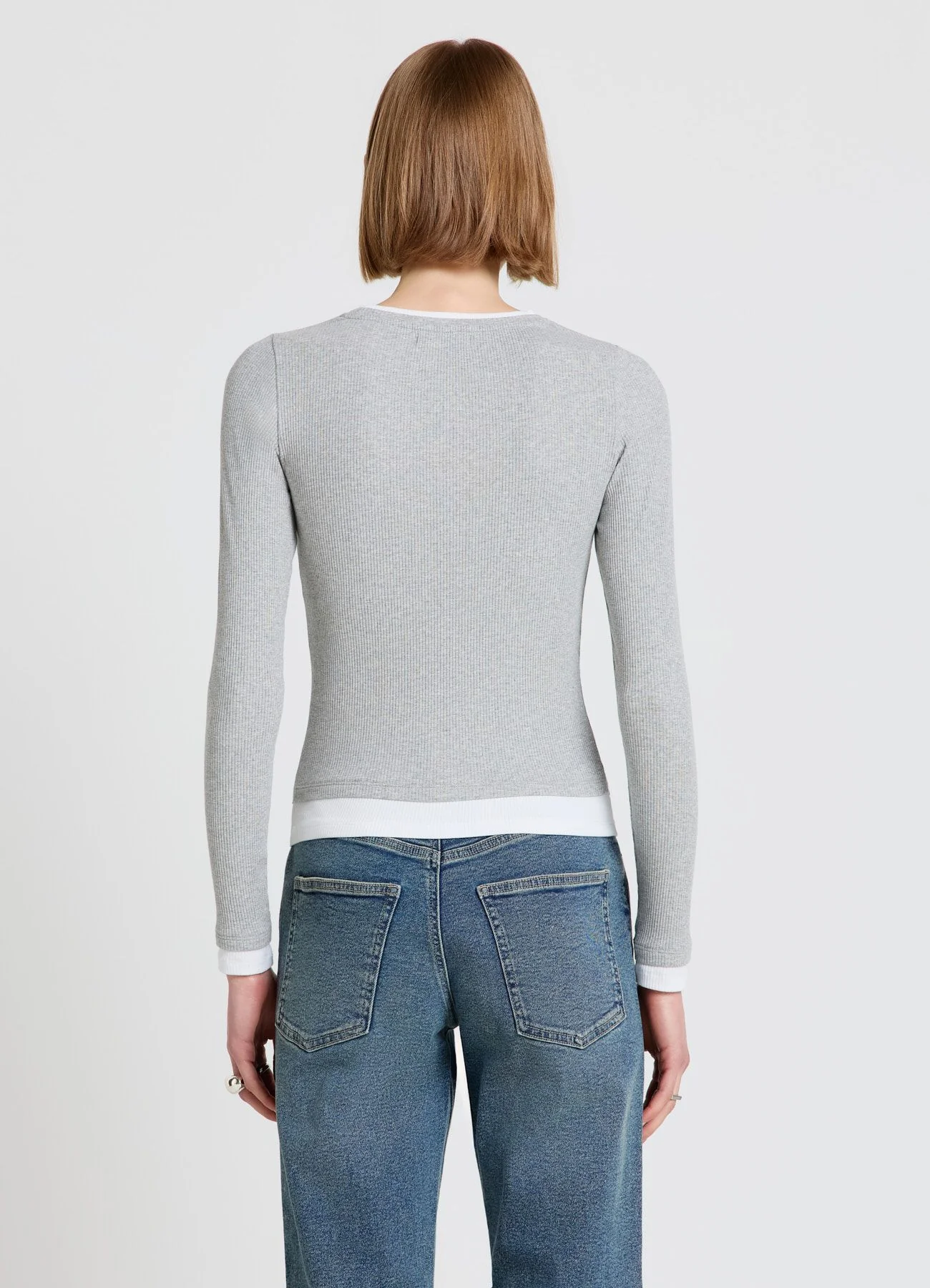 T-shirt a costine con inserti a contrasto - Image 2
