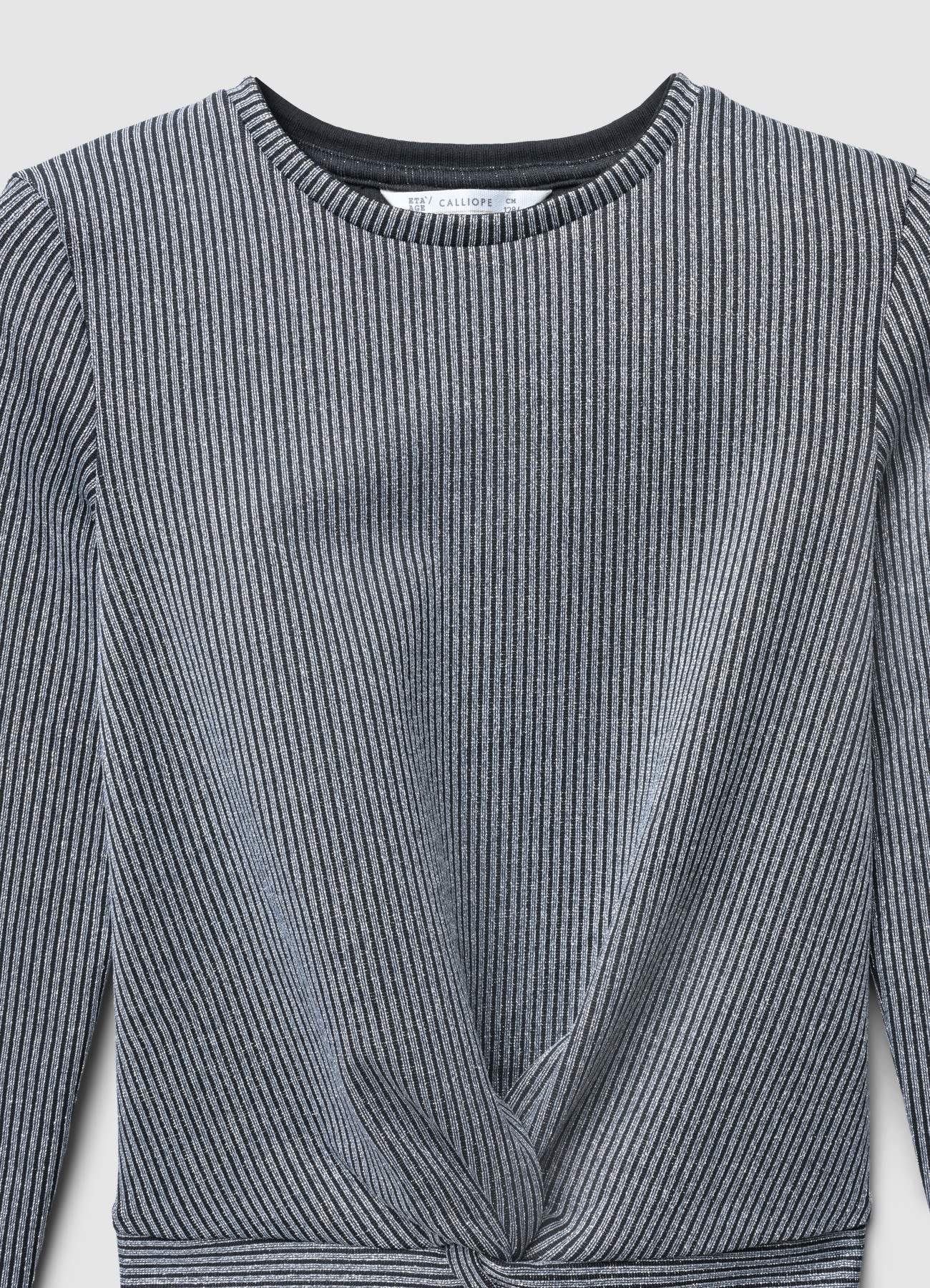 T-shirt a costine con nodo - Image 6