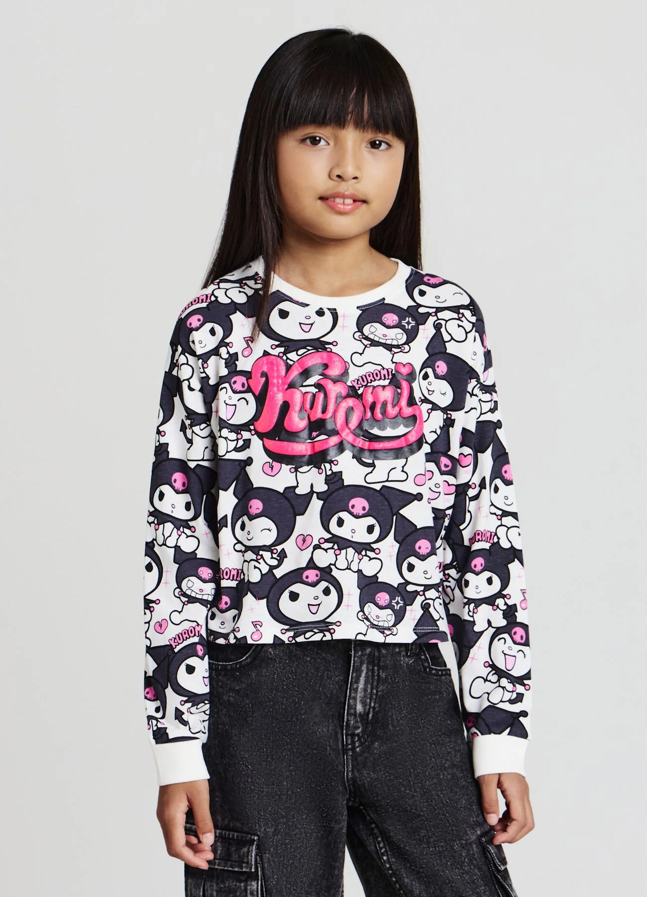 T-shirt a maniche lunghe con stampa Kuromi