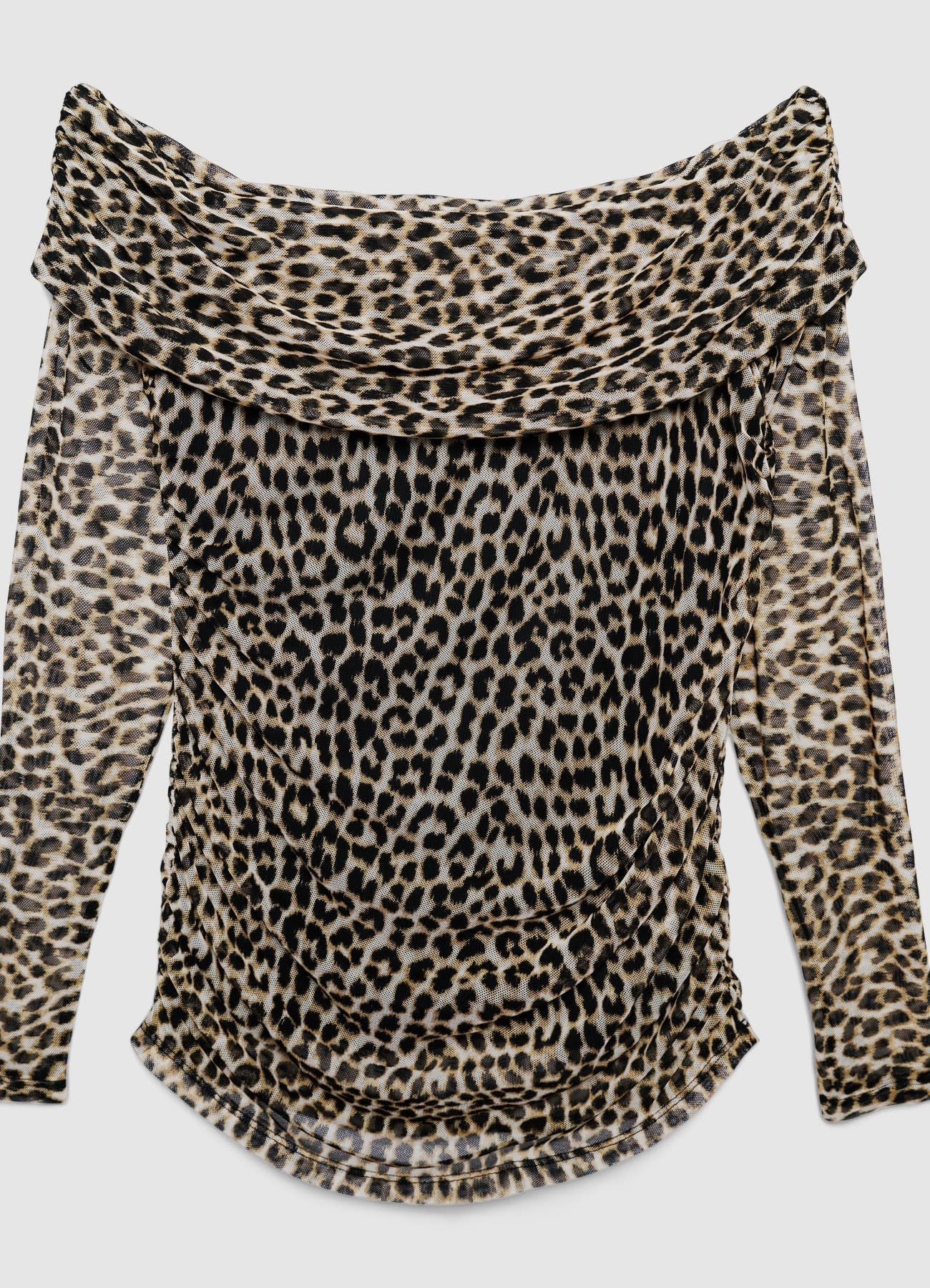 T-shirt a spalle scoperte fantasia animalier - Image 5