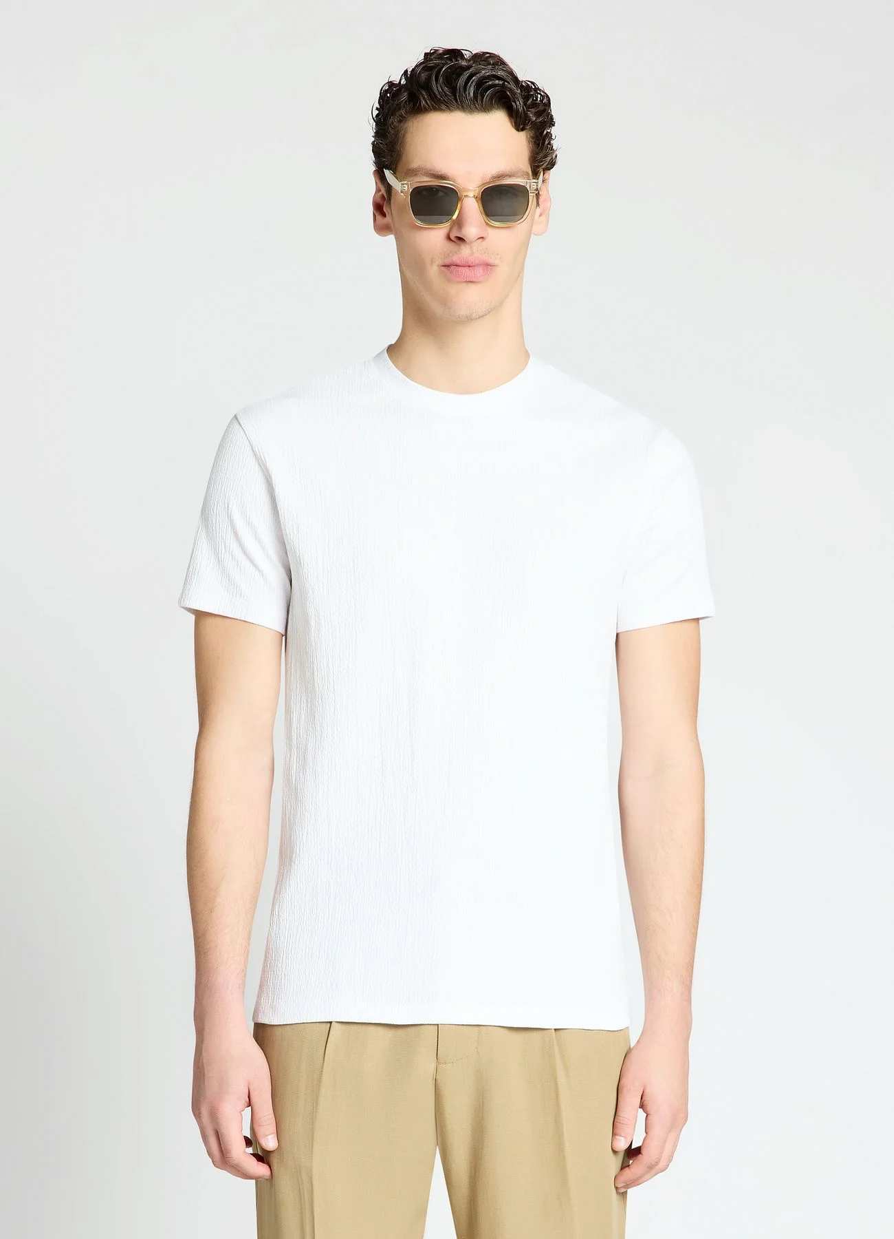 T-shirt a tinta unita con girocollo - Image 3