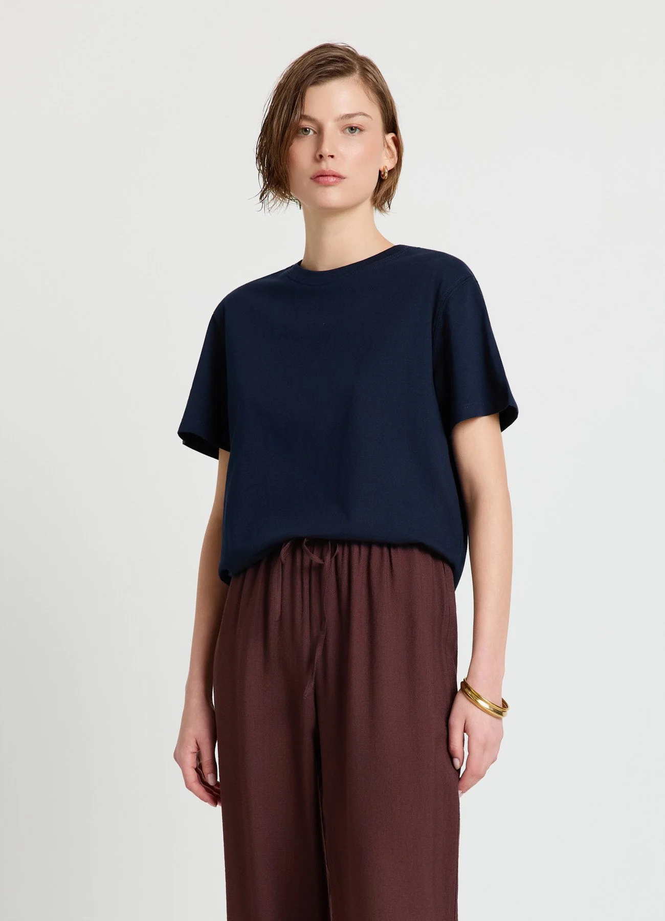 T-shirt a tinta unita con girocollo - Image 2