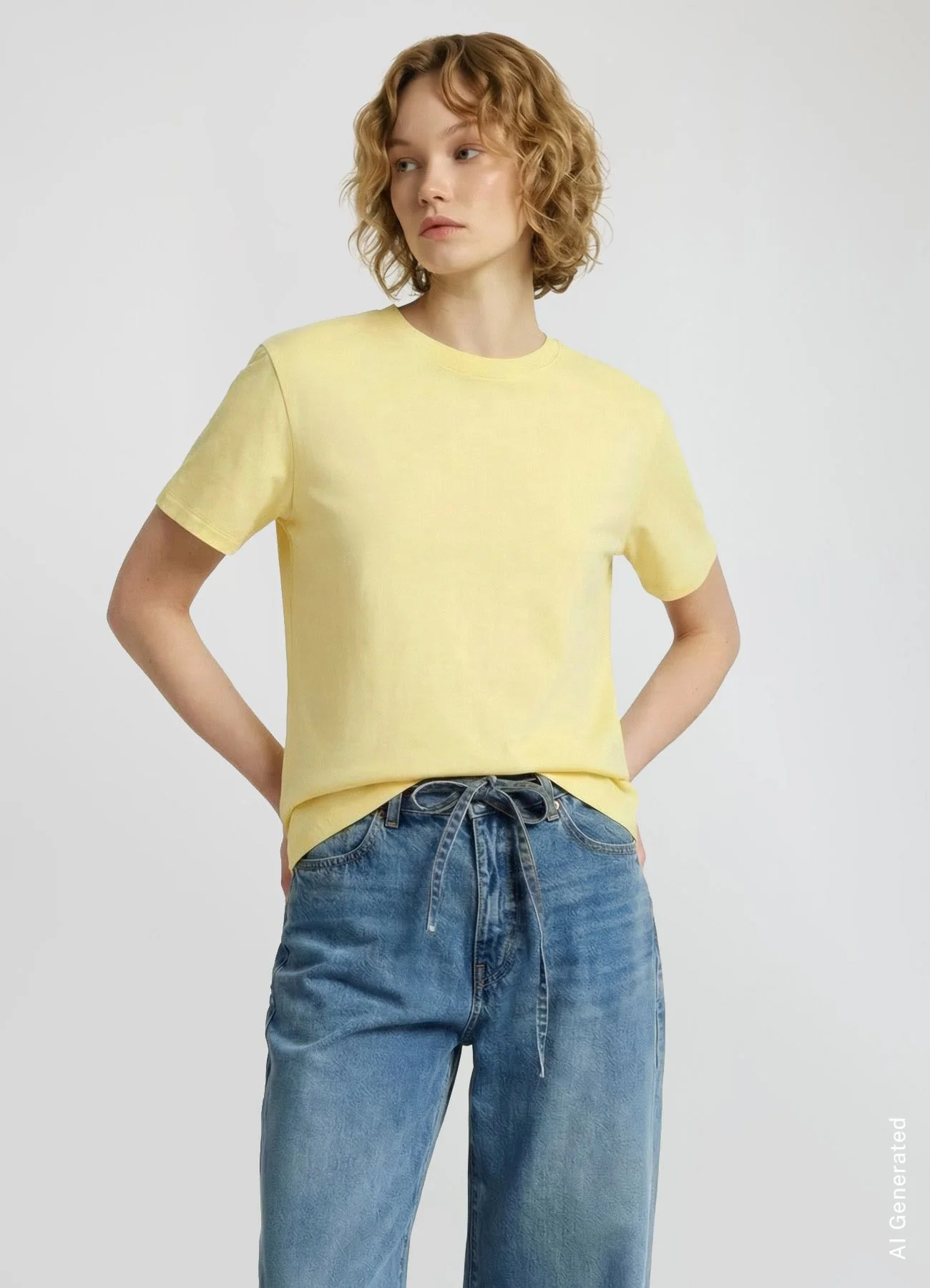 T-shirt a tinta unita con girocollo - Image 2