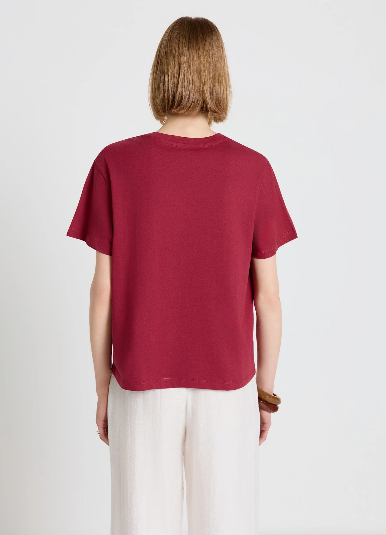 T-shirt a tinta unita con girocollo - Image 3