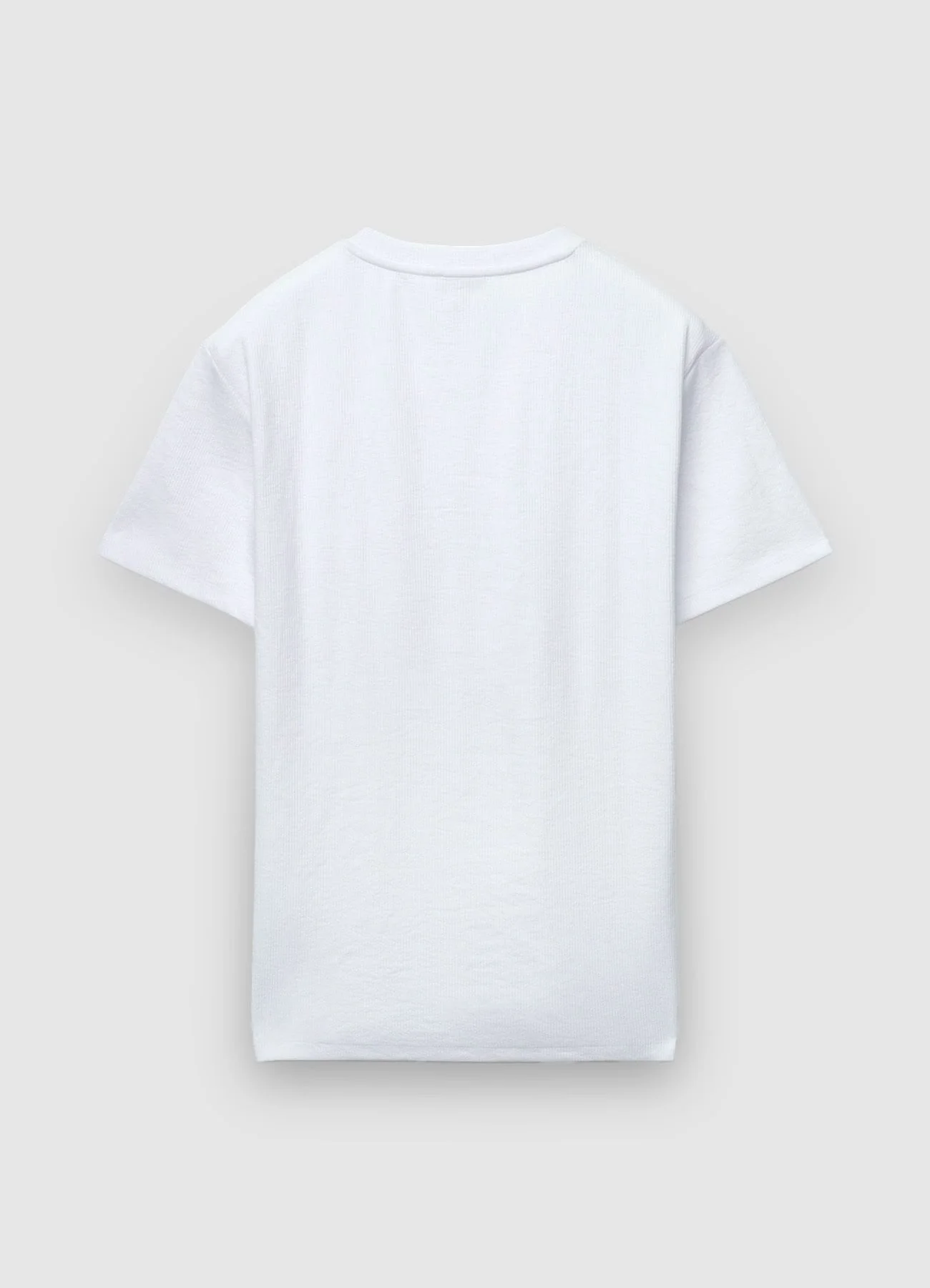 T-shirt a tinta unita con lavorazione a coste - Image 5