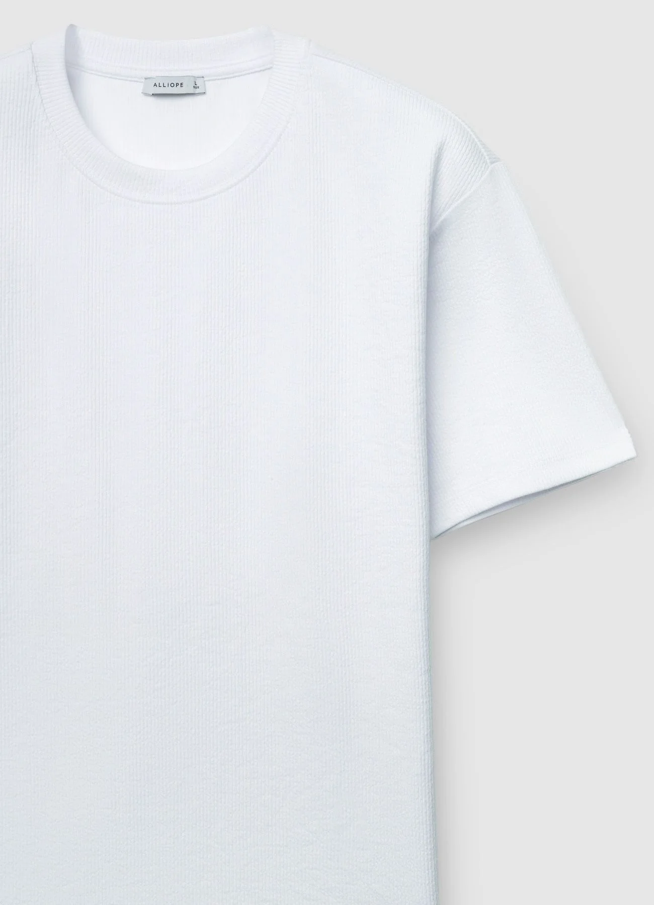 T-shirt a tinta unita con lavorazione a coste - Image 6