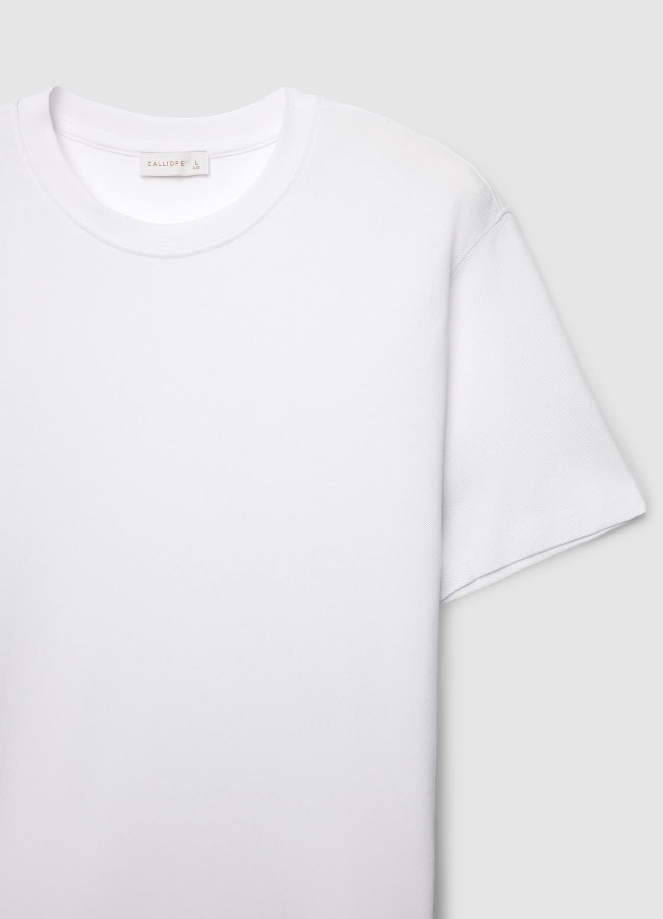 T-shirt a tinta unita in tessuto piquet - Image 6