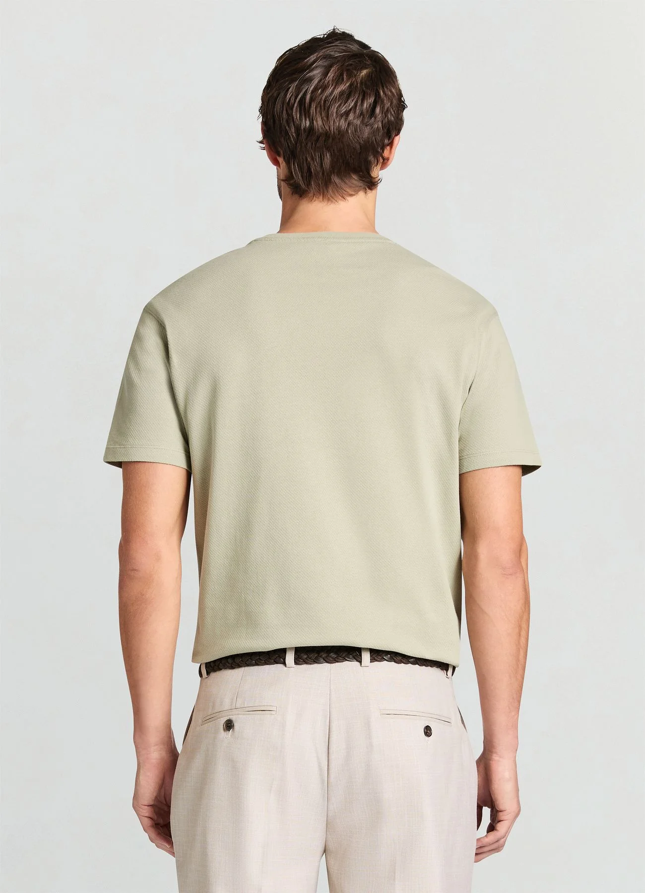 T-shirt a tinta unita tessuto lavorato